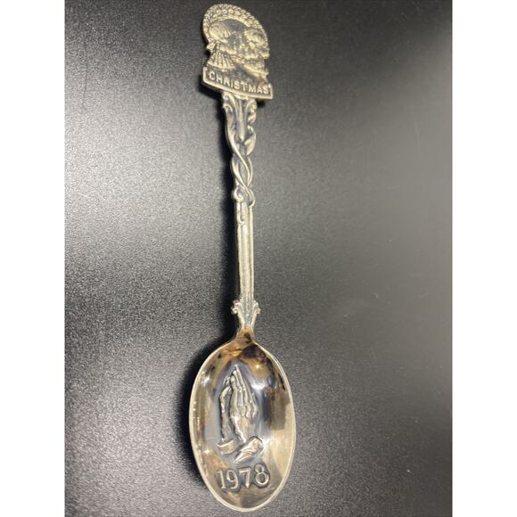 Vintage 1978 CHRISTMAS Silver Plate Souvenir COLLECTIBLE Kids Praying Hands - Picture 4 of 12